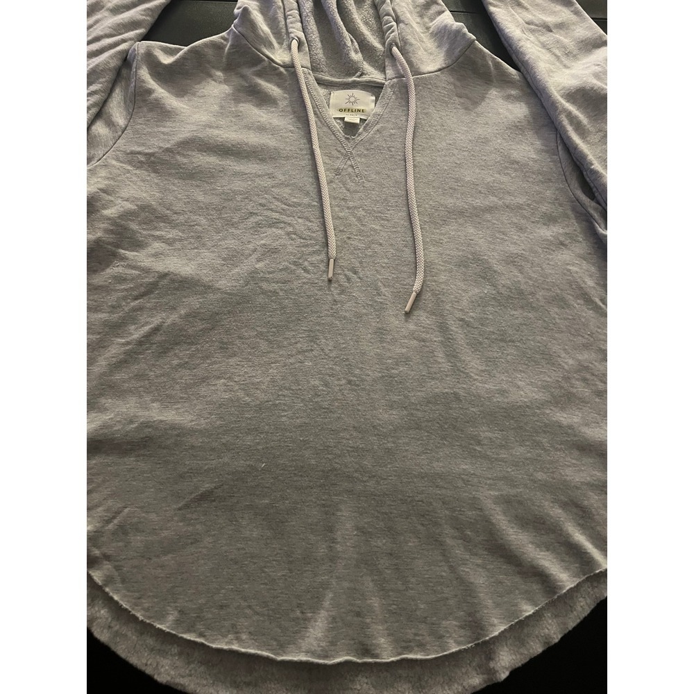 Offline by Aerie Gray Graphic Sleeve Thumbhole Hoodie Sweatshirt Medium (1088) - Picture 11 of 11